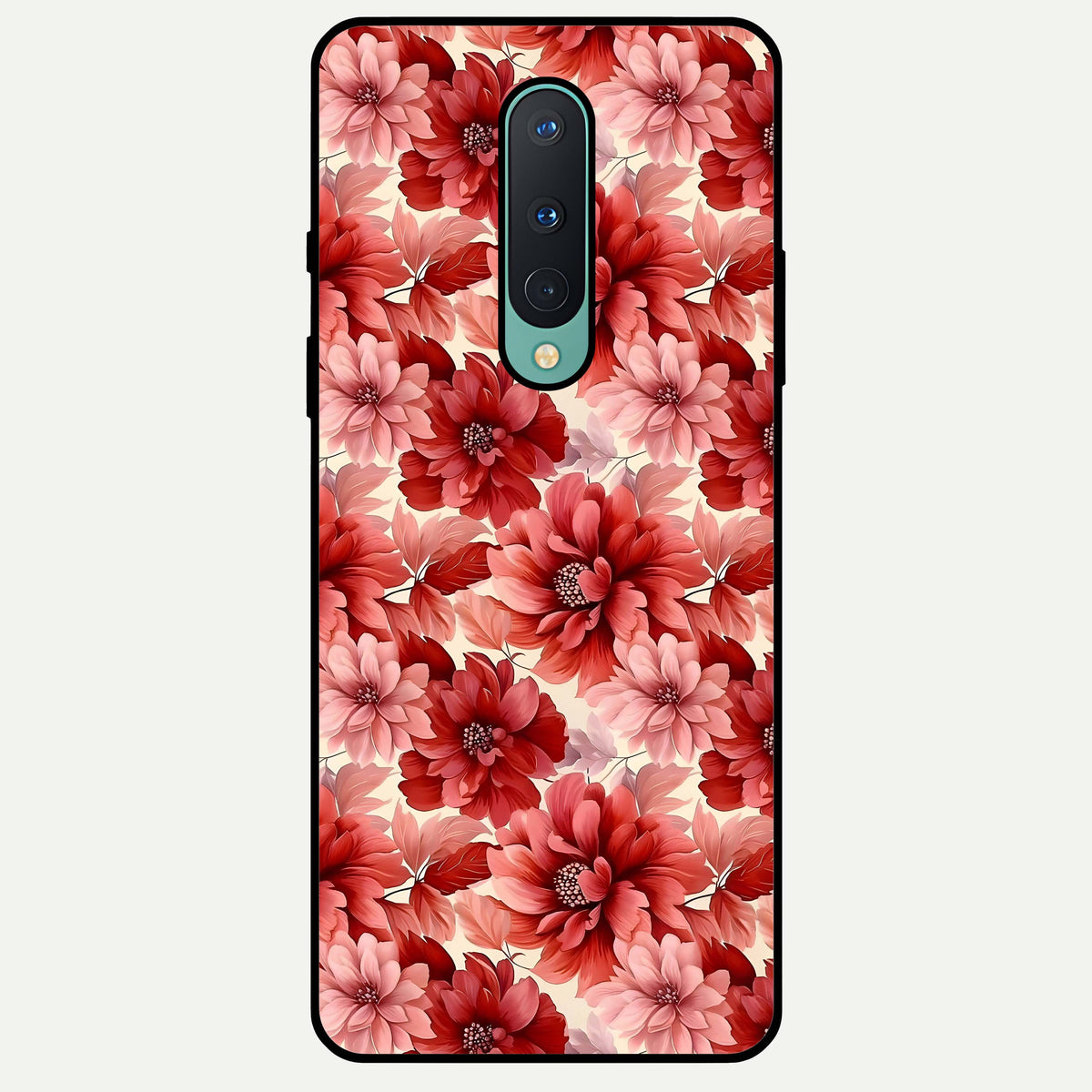  Crimson Love Petals Glass Case For OnePlus 8 back cover – full design glossy printed glass finish