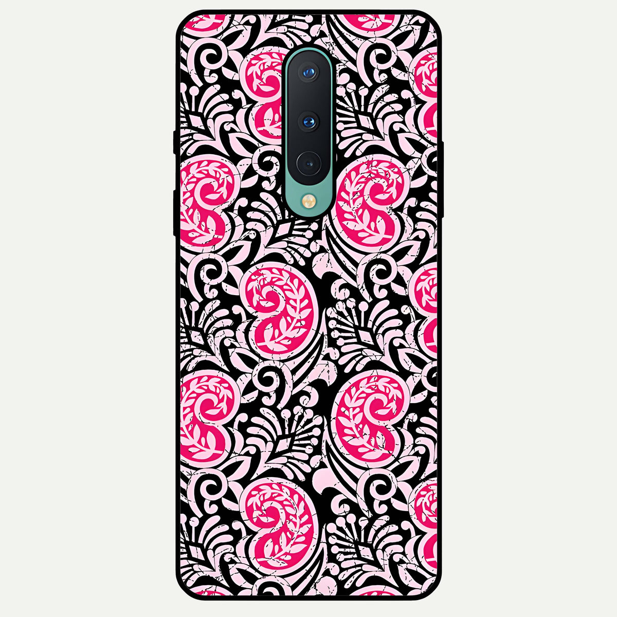  Crimson Paisley Charm Glass Case For OnePlus 8 back cover – full design glossy printed glass finish