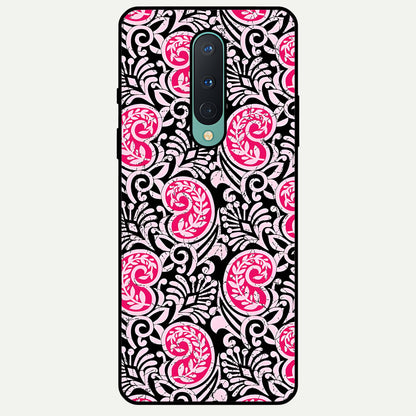  Crimson Paisley Charm Glass Case For OnePlus 8 back cover – full design glossy printed glass finish