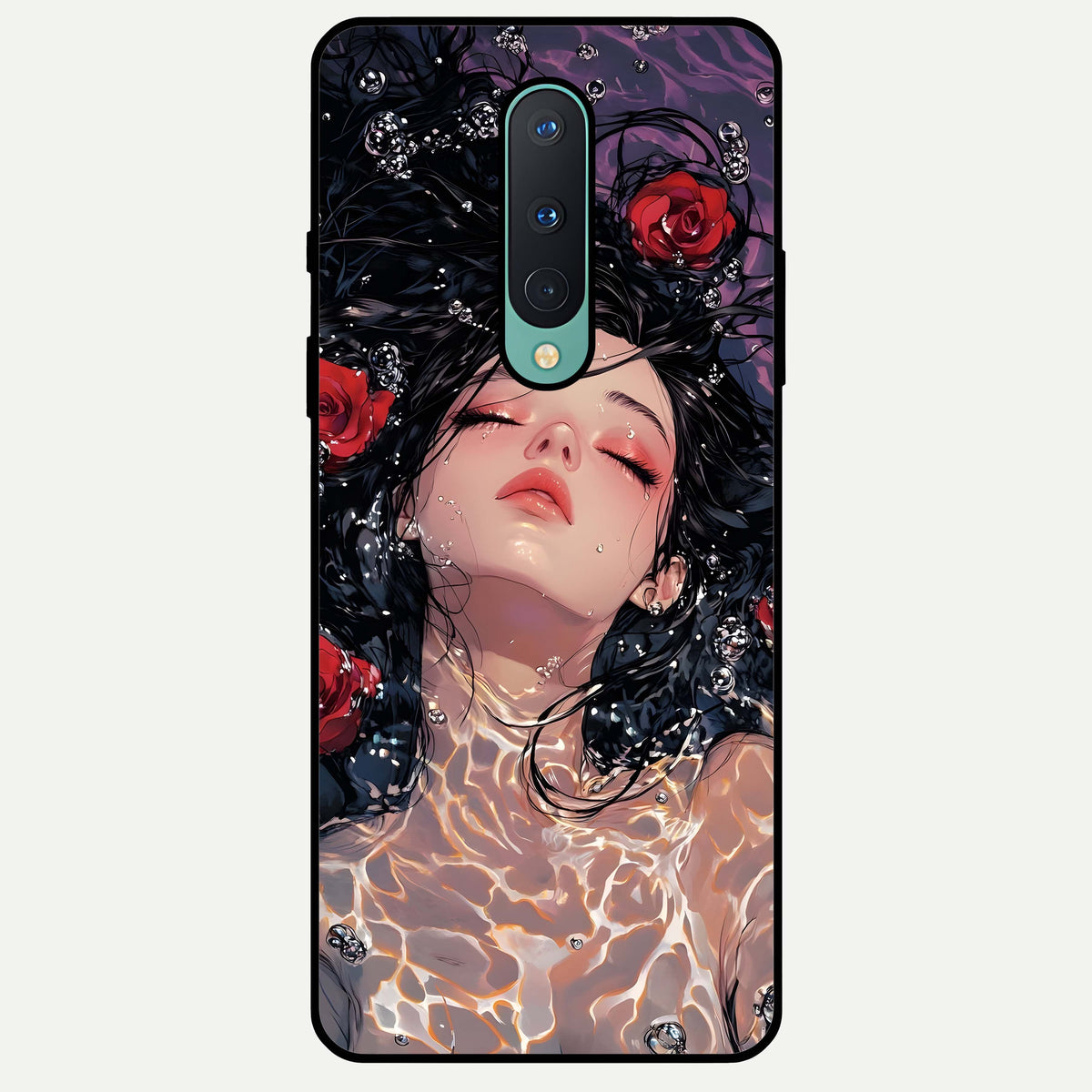  Crimson Rose Serenity Glass Case For OnePlus 8 back cover – full design glossy printed glass finish