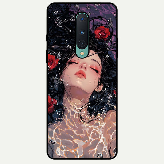  Crimson Rose Serenity Glass Case For OnePlus 8 back cover – full design glossy printed glass finish