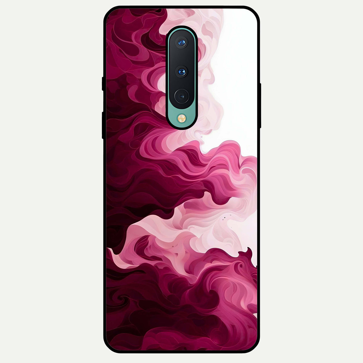 Crimson Wave Flow Glass Case For OnePlus 8 back cover – full design glossy printed glass finish