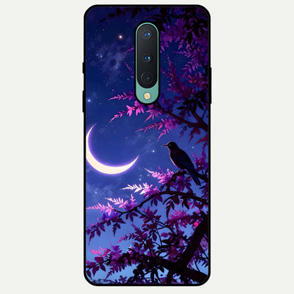  Crow And Moon Scenery Glass Case For OnePlus 8 back cover – full design glossy printed glass finish