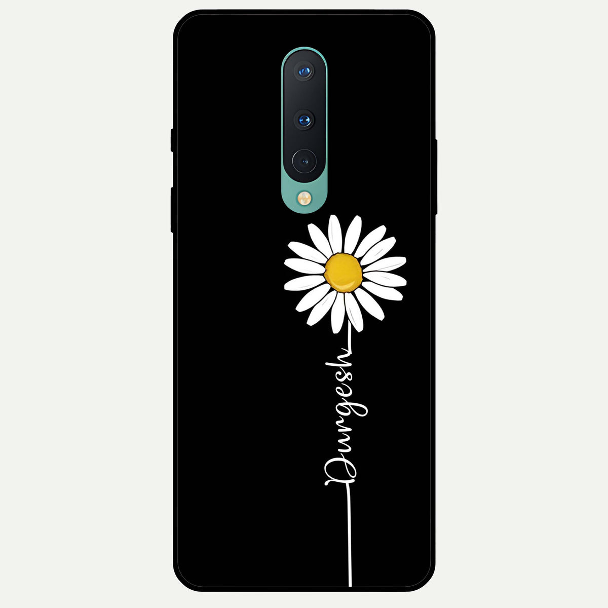  Custom Name White Flower Glass Case For OnePlus 8 back cover – full design glossy printed glass finish