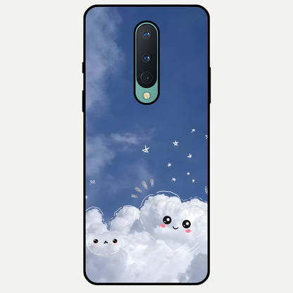  Cute Blossom Cloud Glass Case For OnePlus 8 back cover – full design glossy printed glass finish