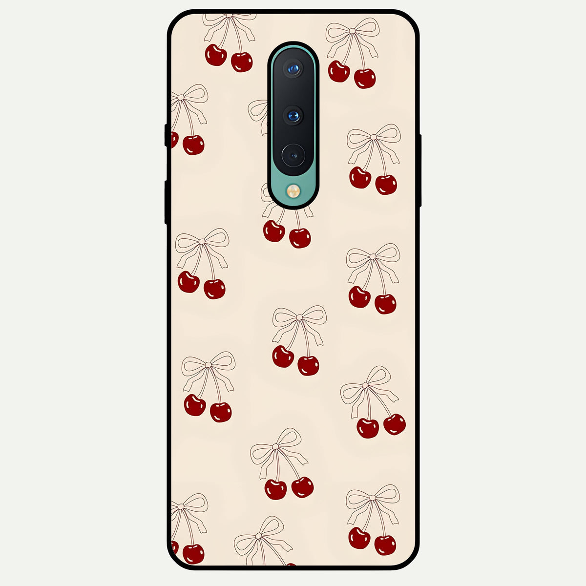  Cute Cherry Pattern Glass Case For OnePlus 8 back cover – full design glossy printed glass finish