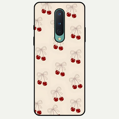  Cute Cherry Pattern Glass Case For OnePlus 8 back cover – full design glossy printed glass finish