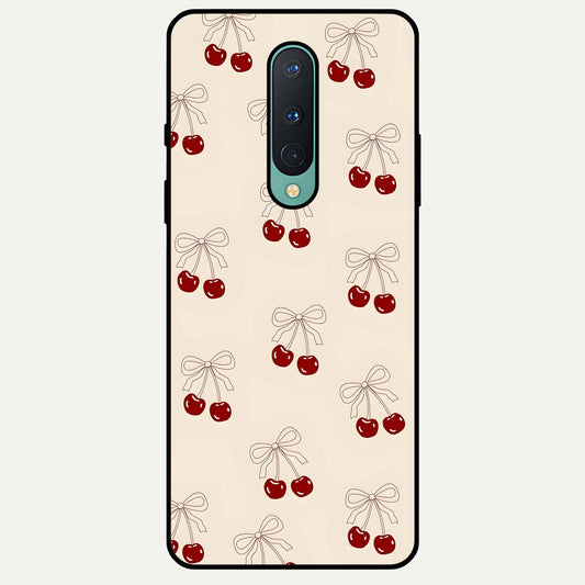  Cute Cherry Pattern Glass Case For OnePlus 8 back cover – full design glossy printed glass finish