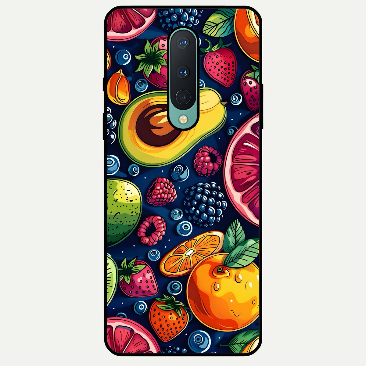  Cute Fruits Art Glass Case For OnePlus 8 back cover – full design glossy printed glass finish