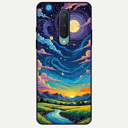  Dreamy Night Landscape Glass Case For OnePlus 8 back cover – full design glossy printed glass finish