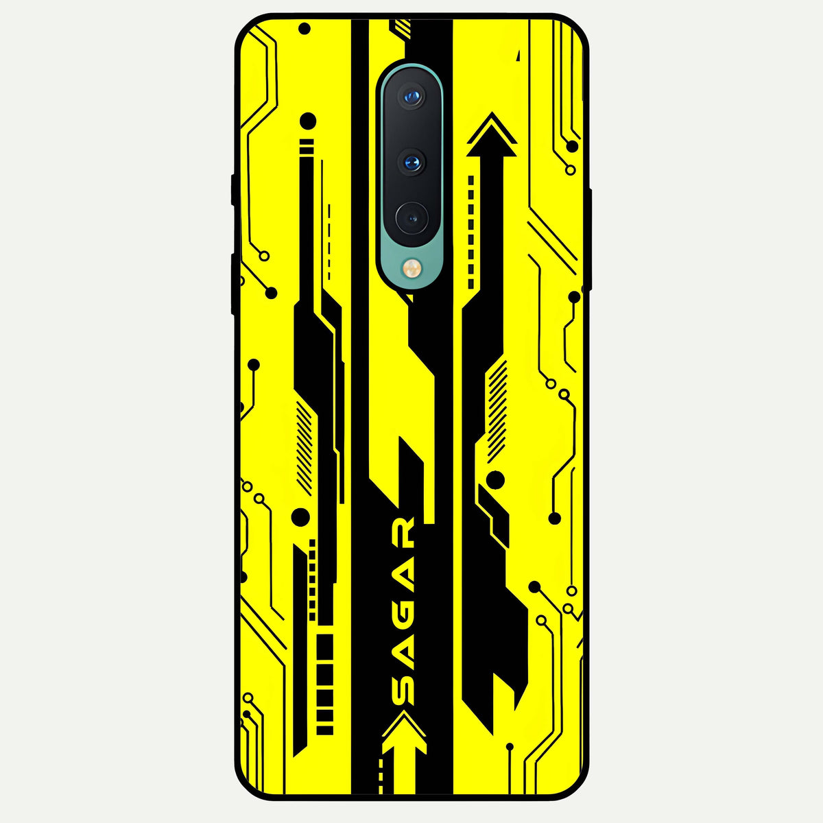 Electric Pulse CYBERPUNK Custom Name Glass Case For OnePlus 8 back cover – full design glossy printed glass finish