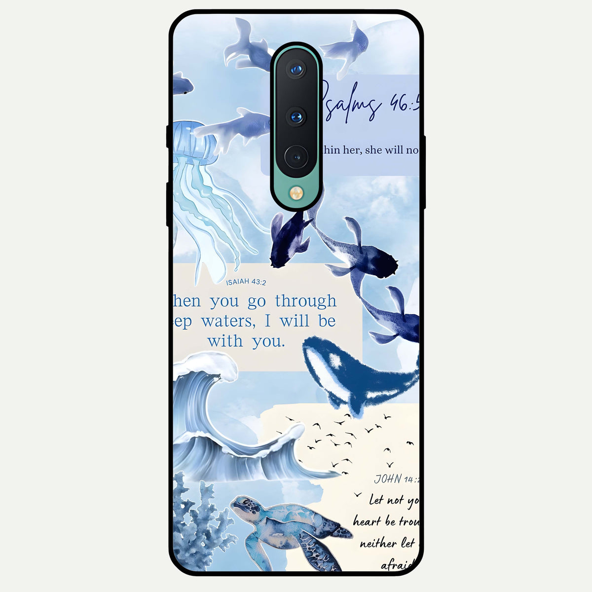 Faithful Ocean Promise Glass Case For OnePlus 8 back cover – full design glossy printed glass finish