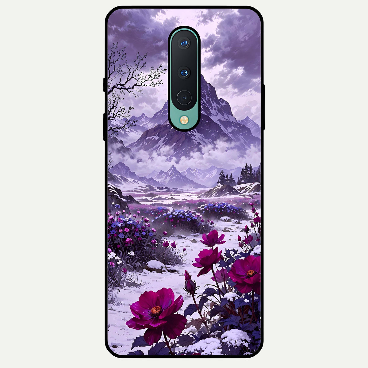  Flower Mountain View Glass Case For OnePlus 8 back cover – full design glossy printed glass finish