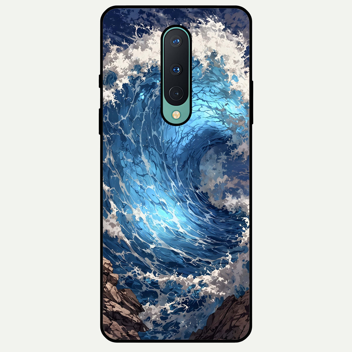  Giant Ocean Wave Glass Case For OnePlus 8 back cover – full design glossy printed glass finish