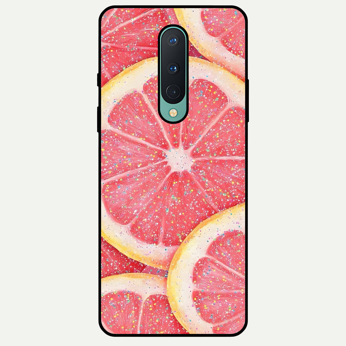  Glitter Grapefruit Glass Case For OnePlus 8 back cover – full design glossy printed glass finish