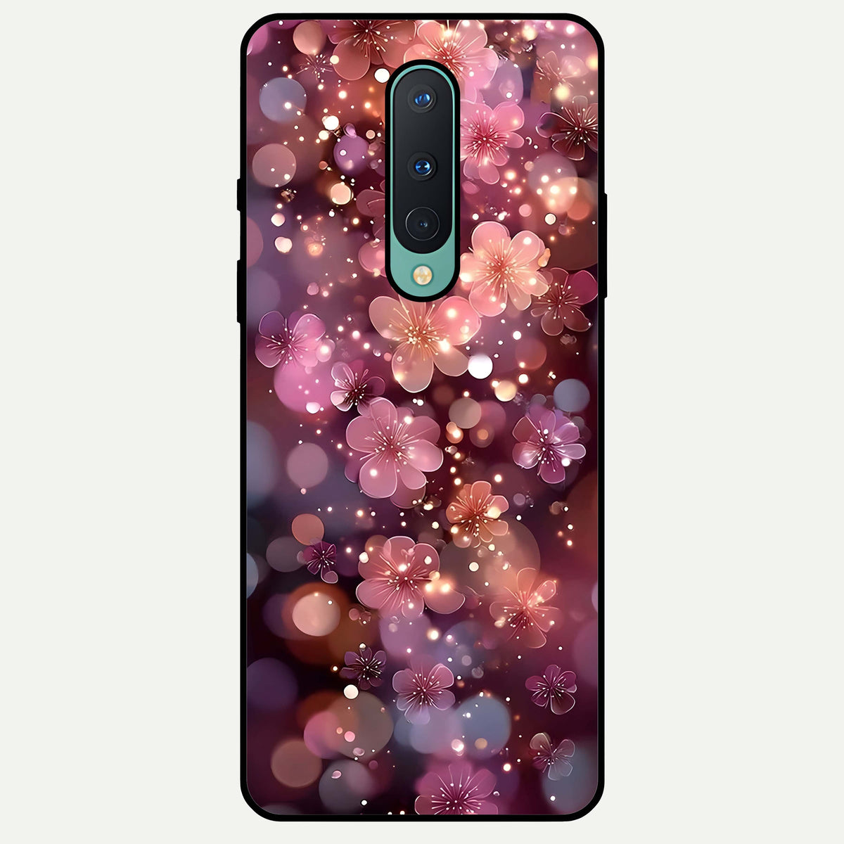  Glowing Petal Bliss Glass Case For OnePlus 8 back cover – full design glossy printed glass finish