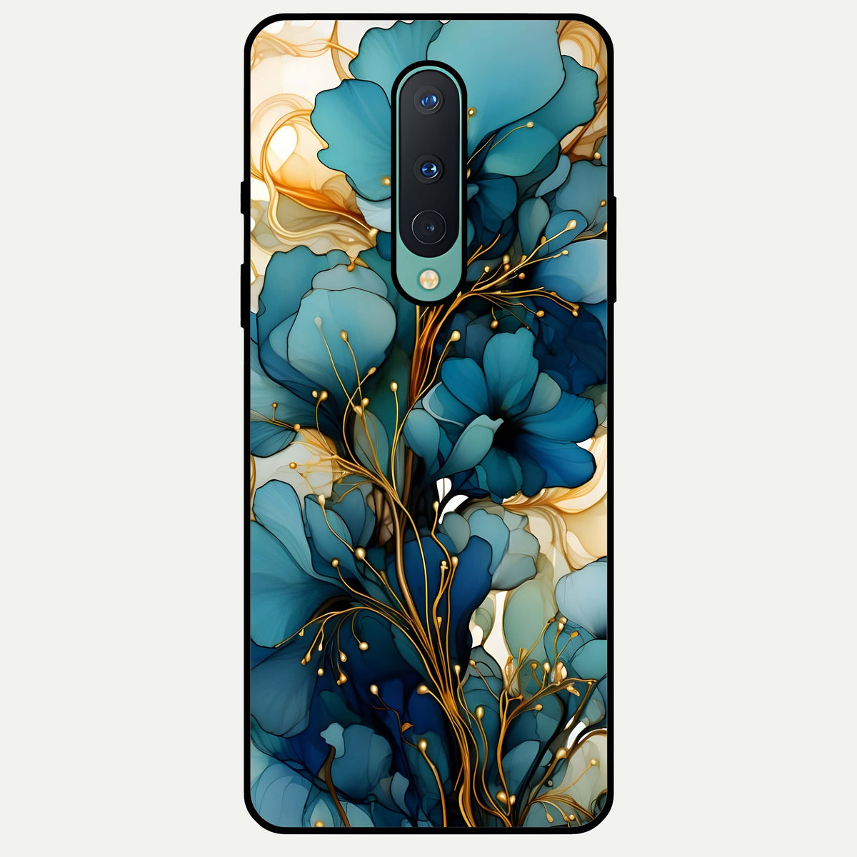  Golden Bloom Symphony Glass Case For OnePlus 8 back cover – full design glossy printed glass finish