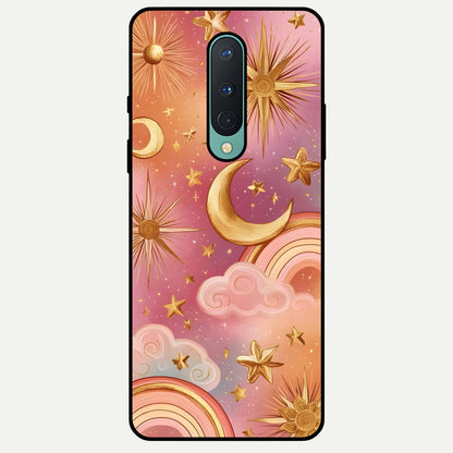 Golden Celestial Dreams Glass Case For OnePlus 8 back cover – full design glossy printed glass finish
