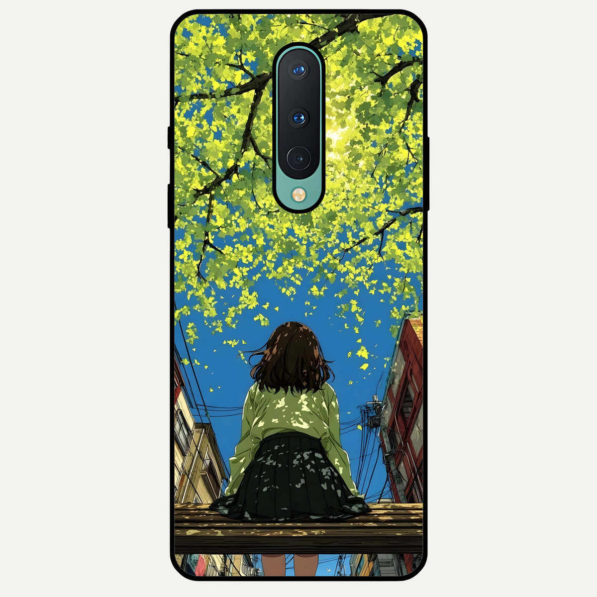  Golden Leaves Glow Glass Case For OnePlus 8 back cover – full design glossy printed glass finish
