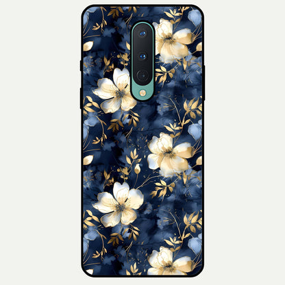  Golden Midnight Bloom Glass Case For OnePlus 8 back cover – full design glossy printed glass finish