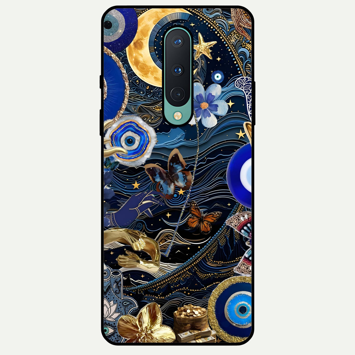  Golden Moon Magic Glass Case For OnePlus 8 back cover – full design glossy printed glass finish