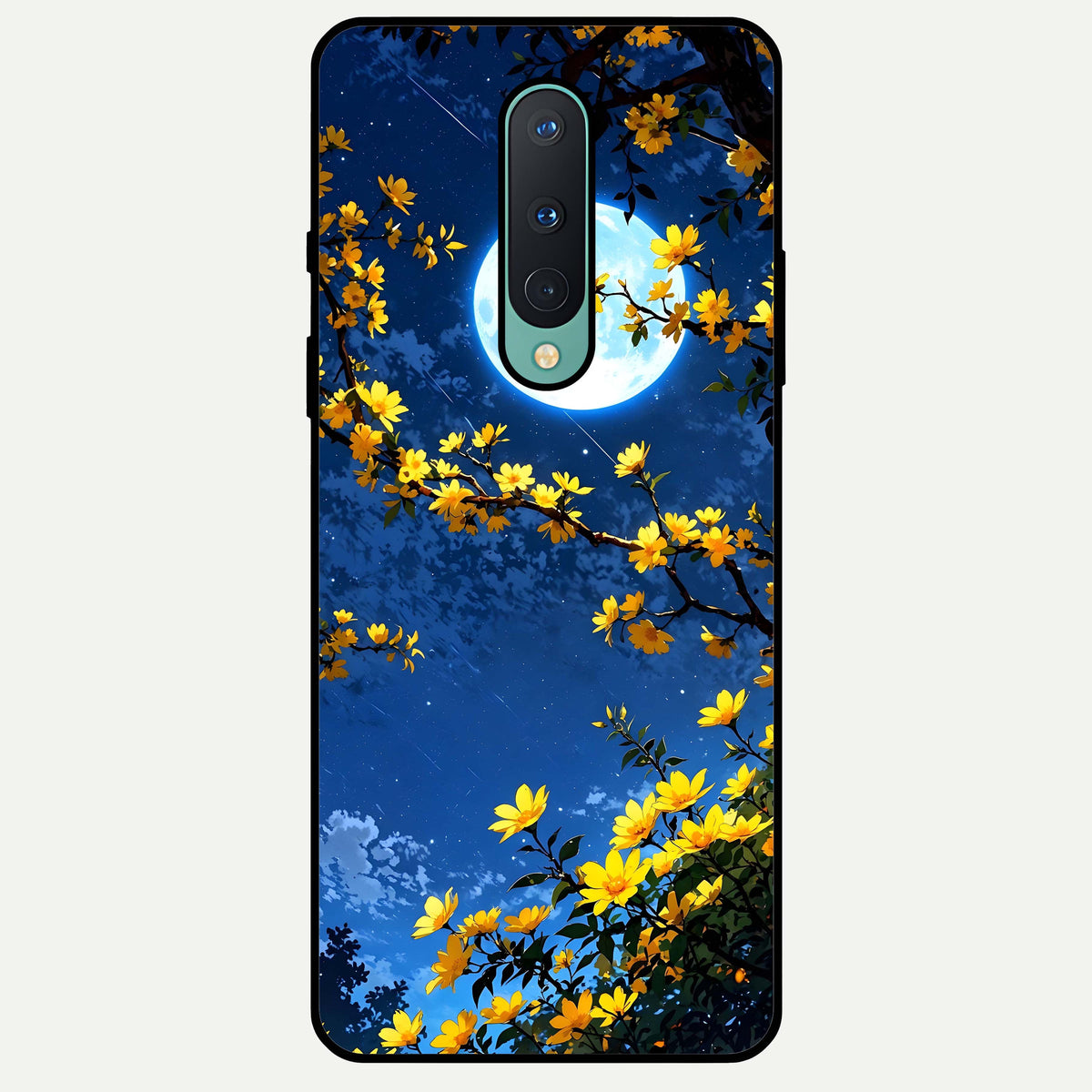  Golden Night Glow Glass Case For OnePlus 8 back cover – full design glossy printed glass finish