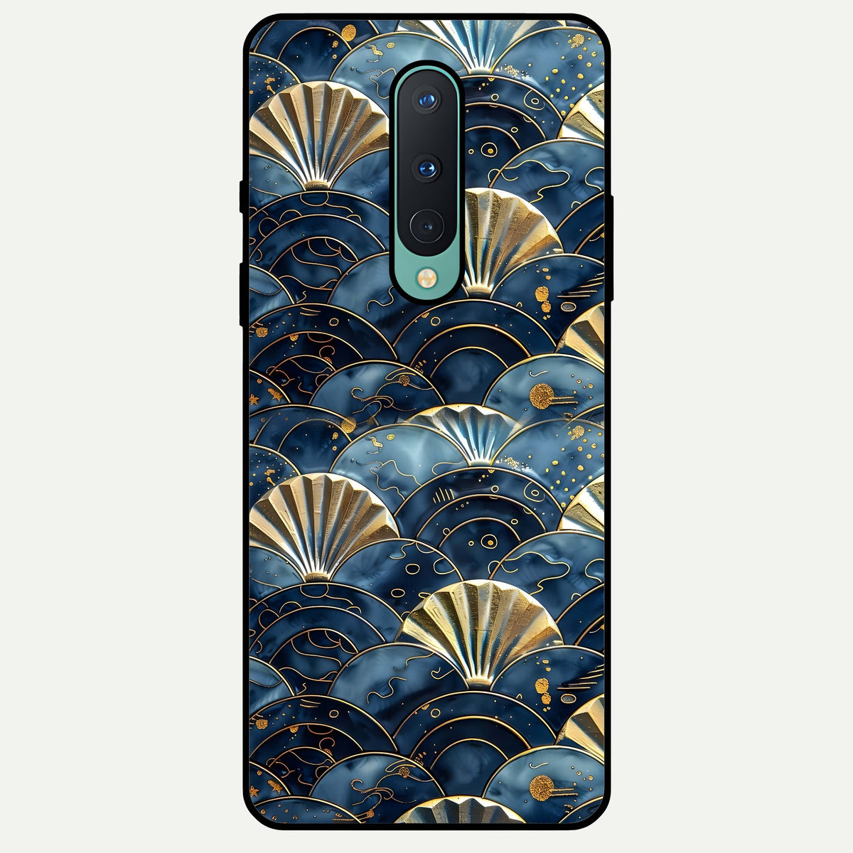  Golden Wave Luxe Glass Case For OnePlus 8 back cover – full design glossy printed glass finish