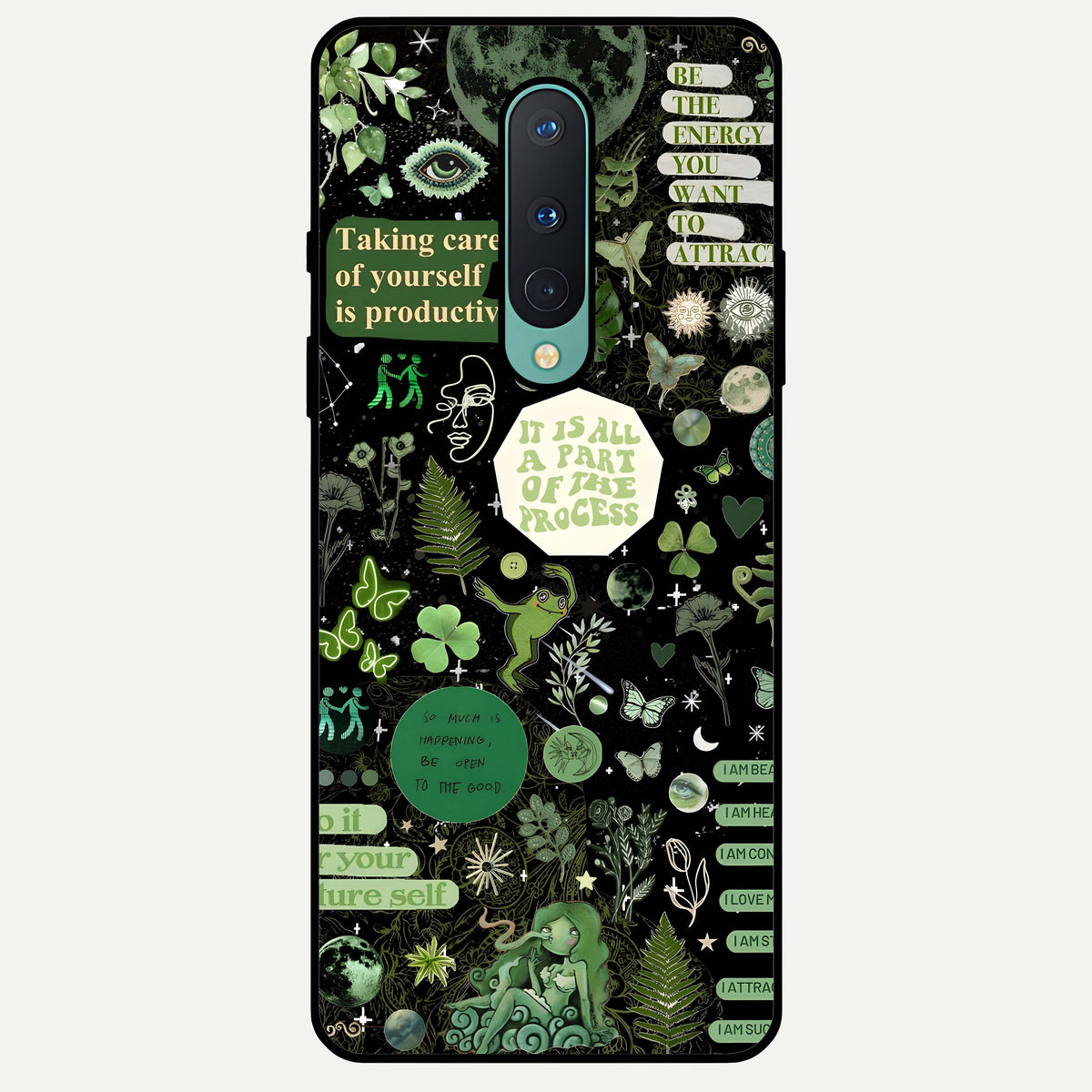  Green Mandala Pattern Glass Case For OnePlus 8 back cover – full design glossy printed glass finish
