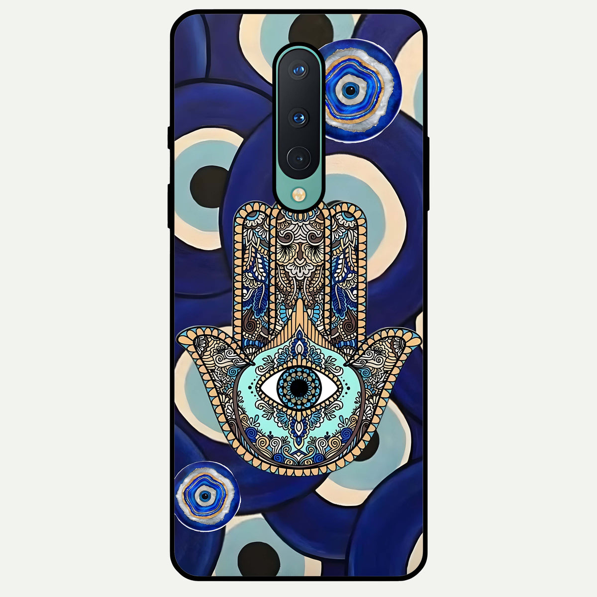  Hamsa Divine Guard Glass Case For OnePlus 8 back cover – full design glossy printed glass finish