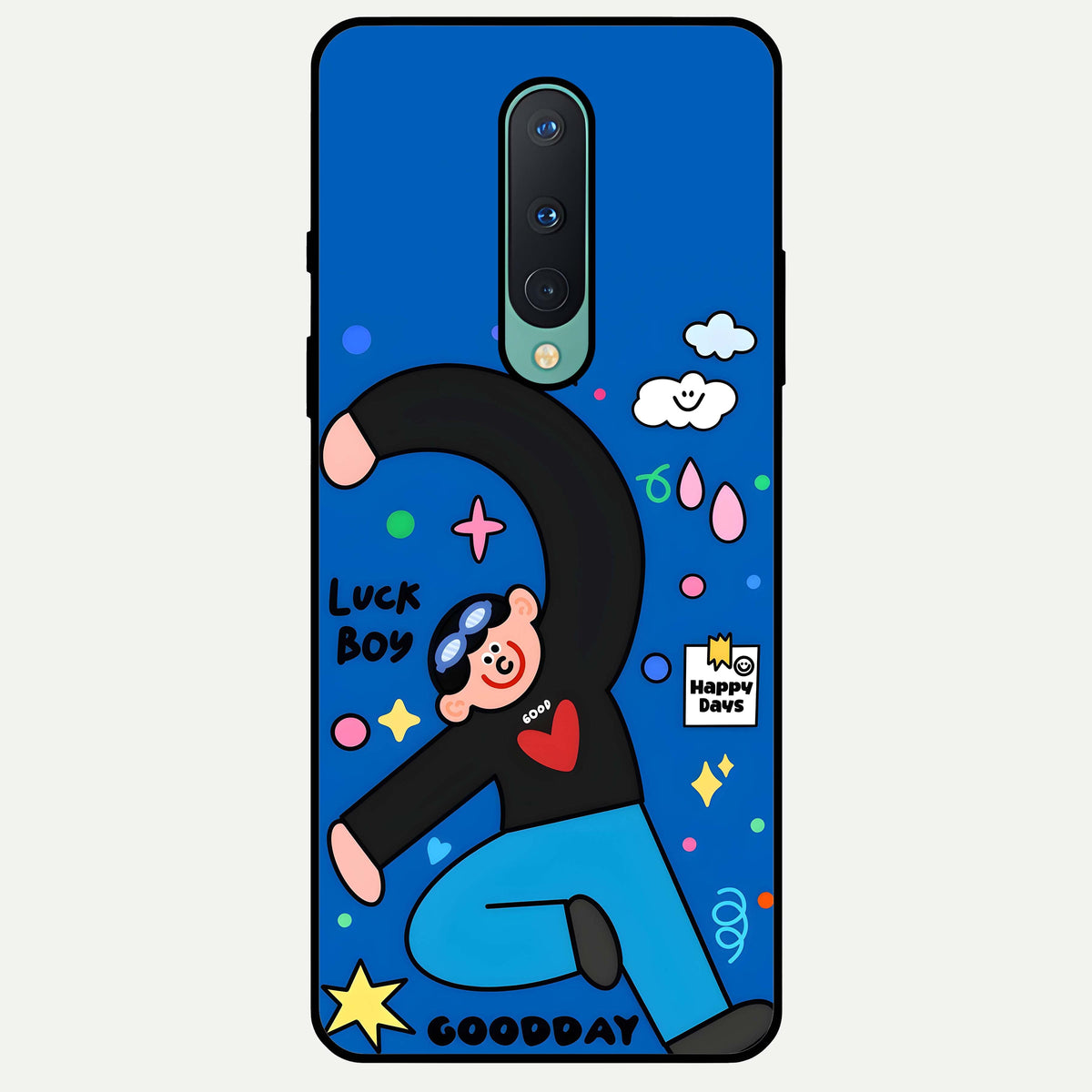  Happy Luck Vibe Glass Case For OnePlus 8 back cover – full design glossy printed glass finish