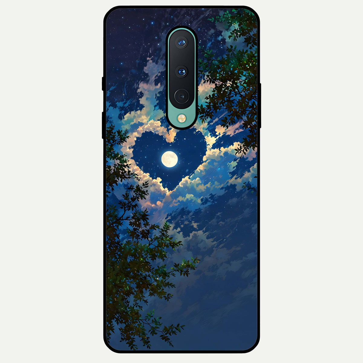  Heart With Moon Sky Glass Case For OnePlus 8 back cover – full design glossy printed glass finish