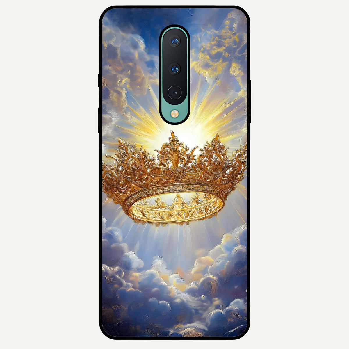  Heavenly Crown Light Glass Case For OnePlus 8 back cover – full design glossy printed glass finish