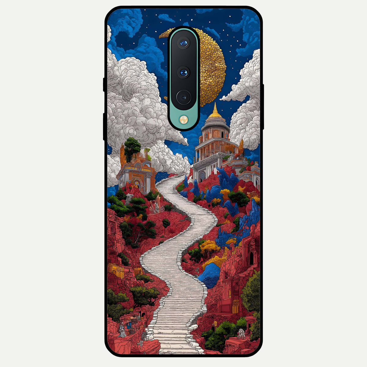  Heavenly Moon Path Glass Case For OnePlus 8 back cover – full design glossy printed glass finish