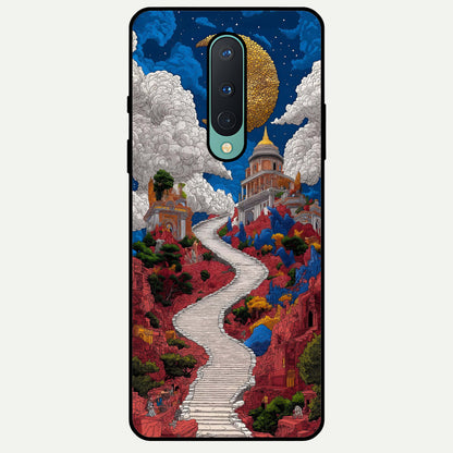  Heavenly Moon Path Glass Case For OnePlus 8 back cover – full design glossy printed glass finish