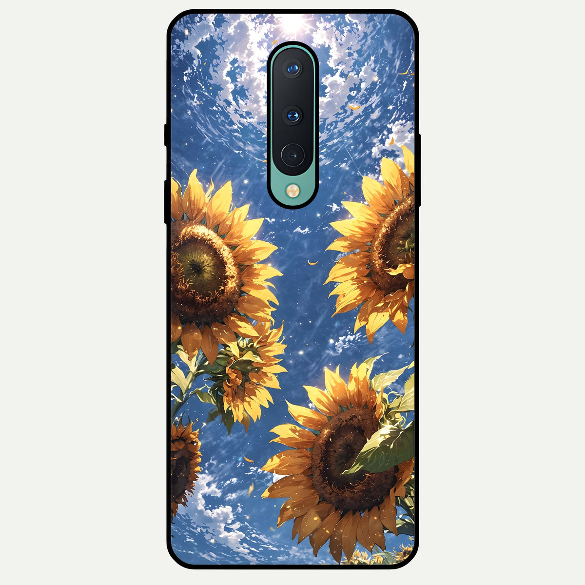  Heavenly Sunflower Rise Glass Case For OnePlus 8 back cover – full design glossy printed glass finish