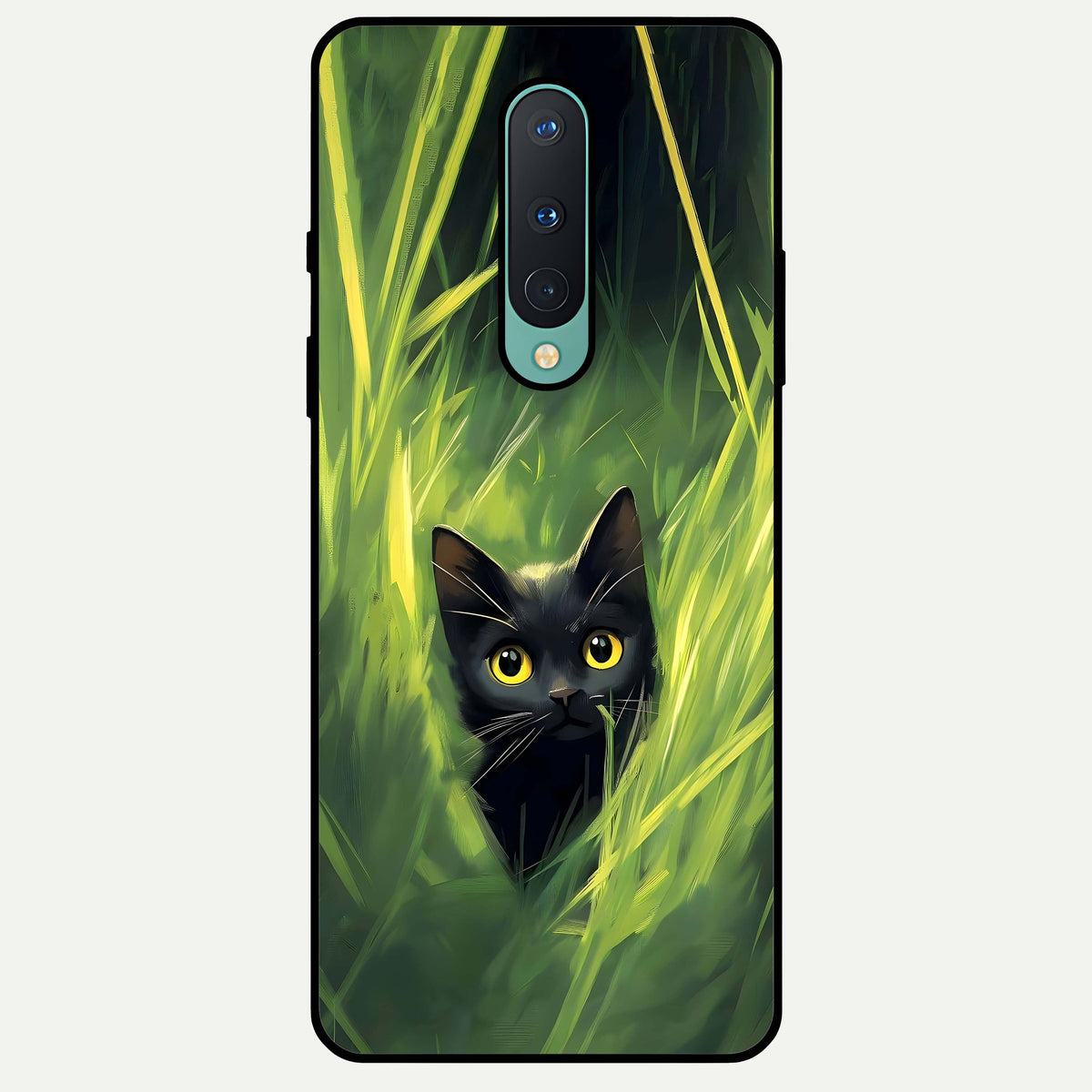  Hidden Cat Whisper Glass Case For OnePlus 8 back cover – full design glossy printed glass finish