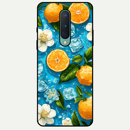  Ice Cube With Orange Glass Case For OnePlus 8 back cover – full design glossy printed glass finish