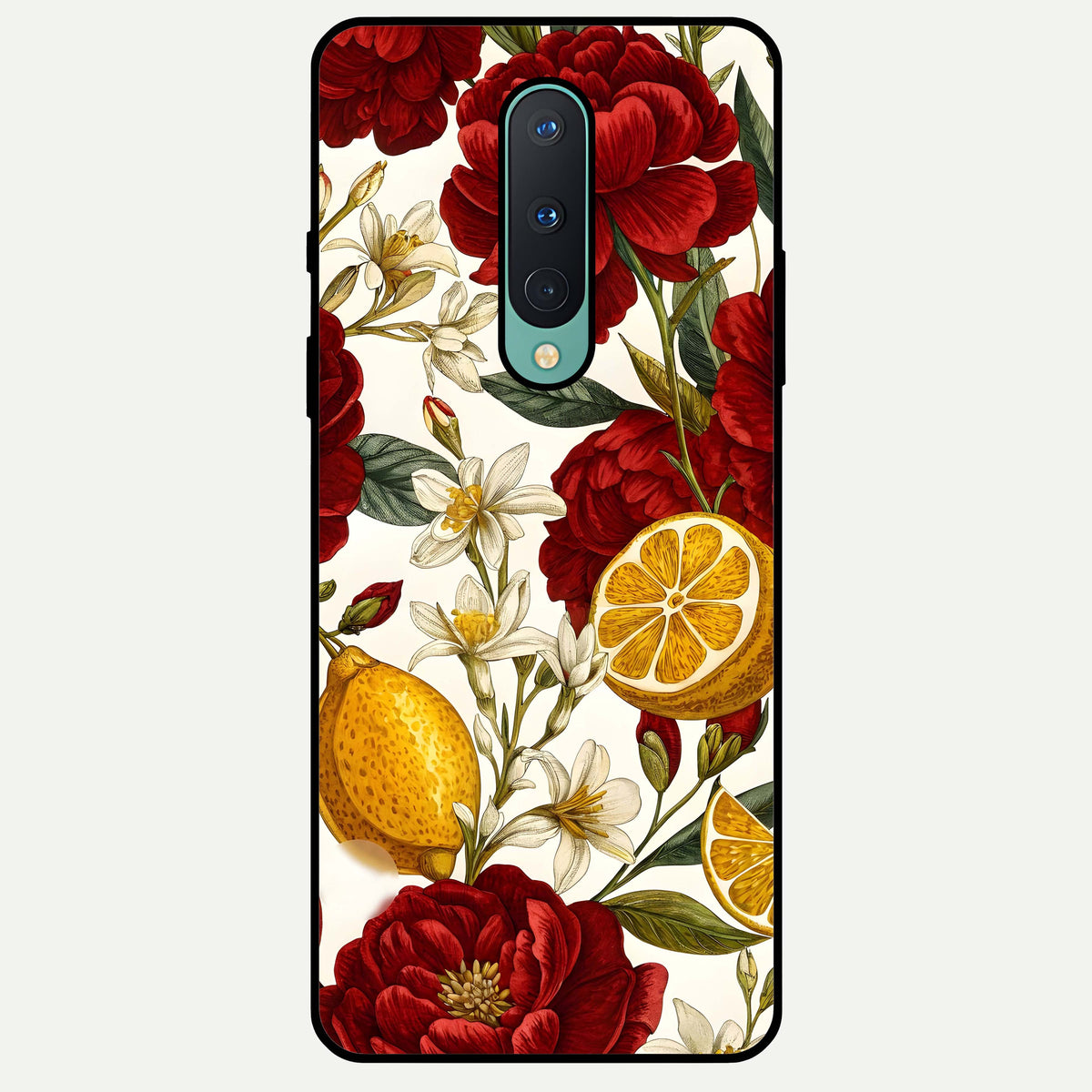  Lemon Rose Charm Glass Case For OnePlus 8 back cover – full design glossy printed glass finish