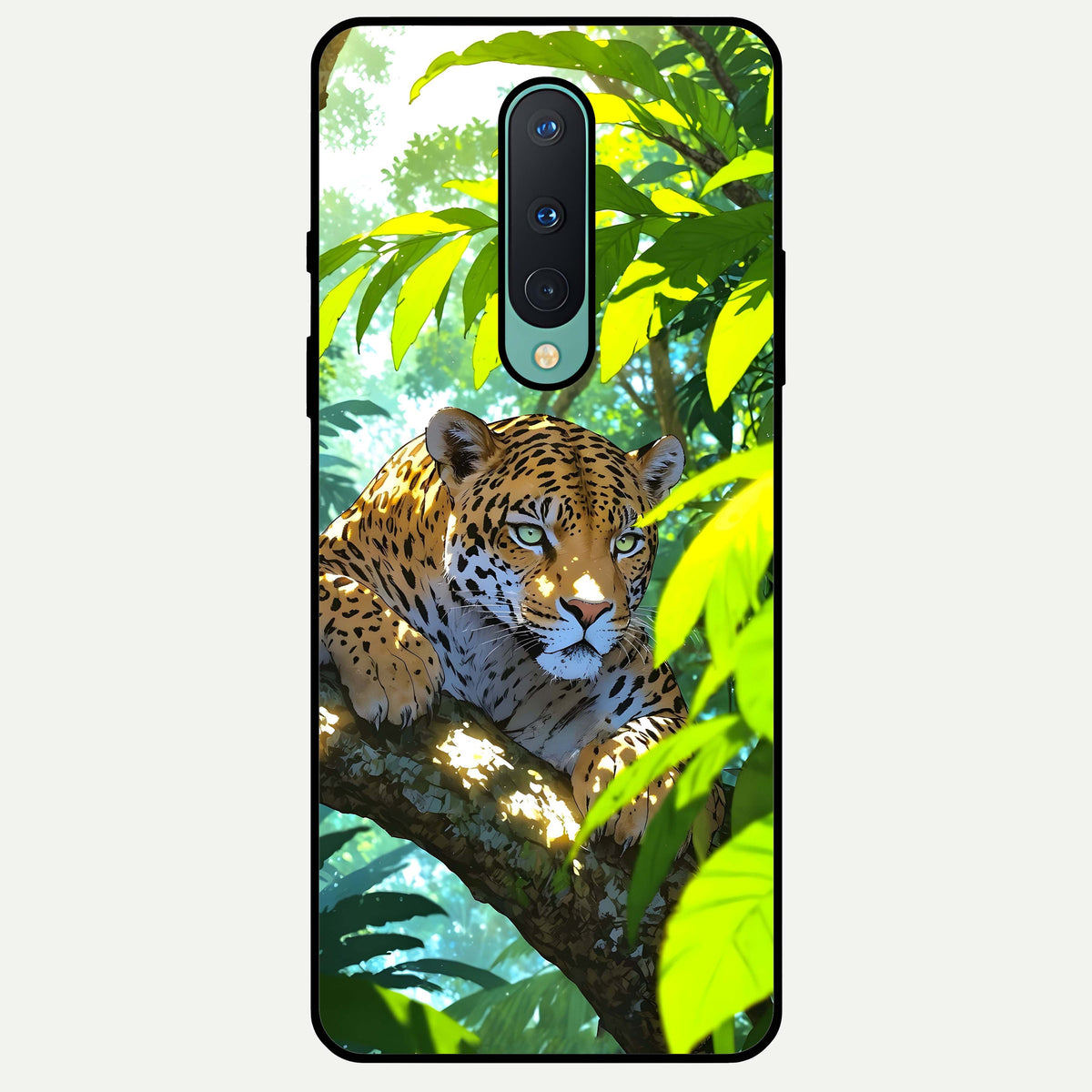  Leopard in Jungle Glass Case For OnePlus 8 back cover – full design glossy printed glass finish