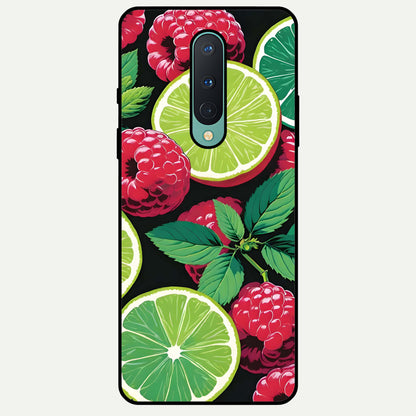  Lime and Raspberry Pattern Glass Case For OnePlus 8 back cover – full design glossy printed glass finish