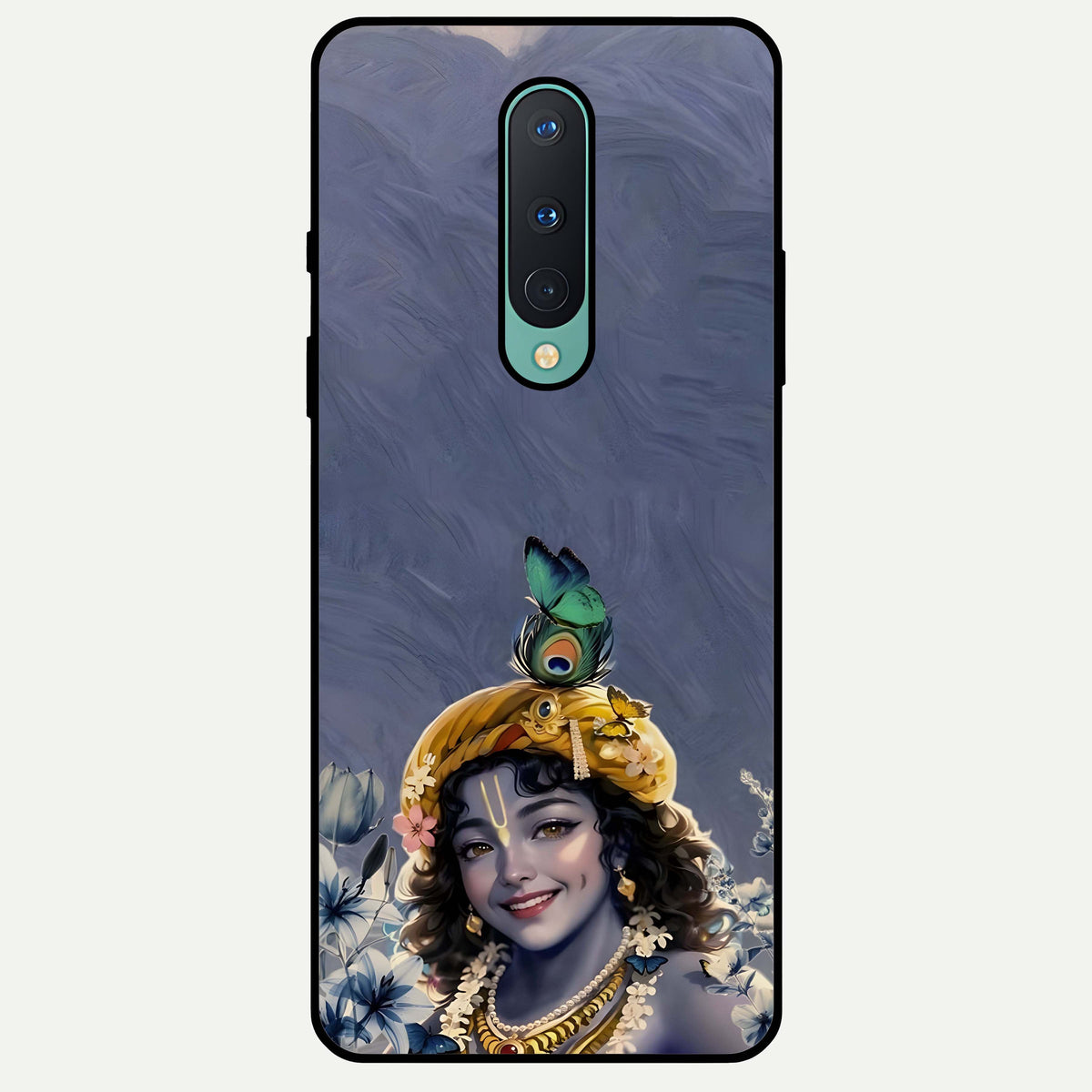  Lord Krishna Glass Case For OnePlus 8 back cover – full design glossy printed glass finish