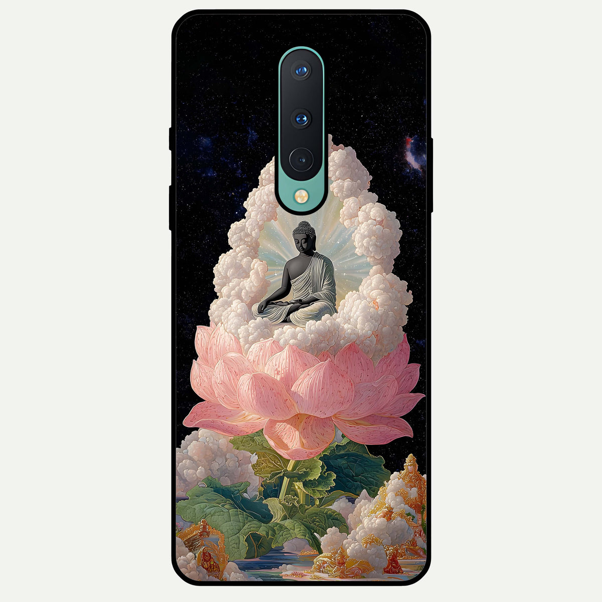  Lotus Divine Peace Glass Case For OnePlus 8 back cover – full design glossy printed glass finish