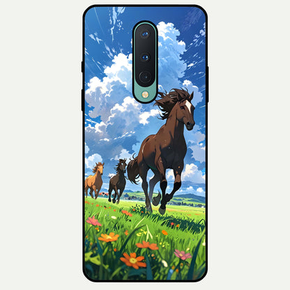  Majestic Horses Galloping Glass Case For OnePlus 8 back cover – full design glossy printed glass finish