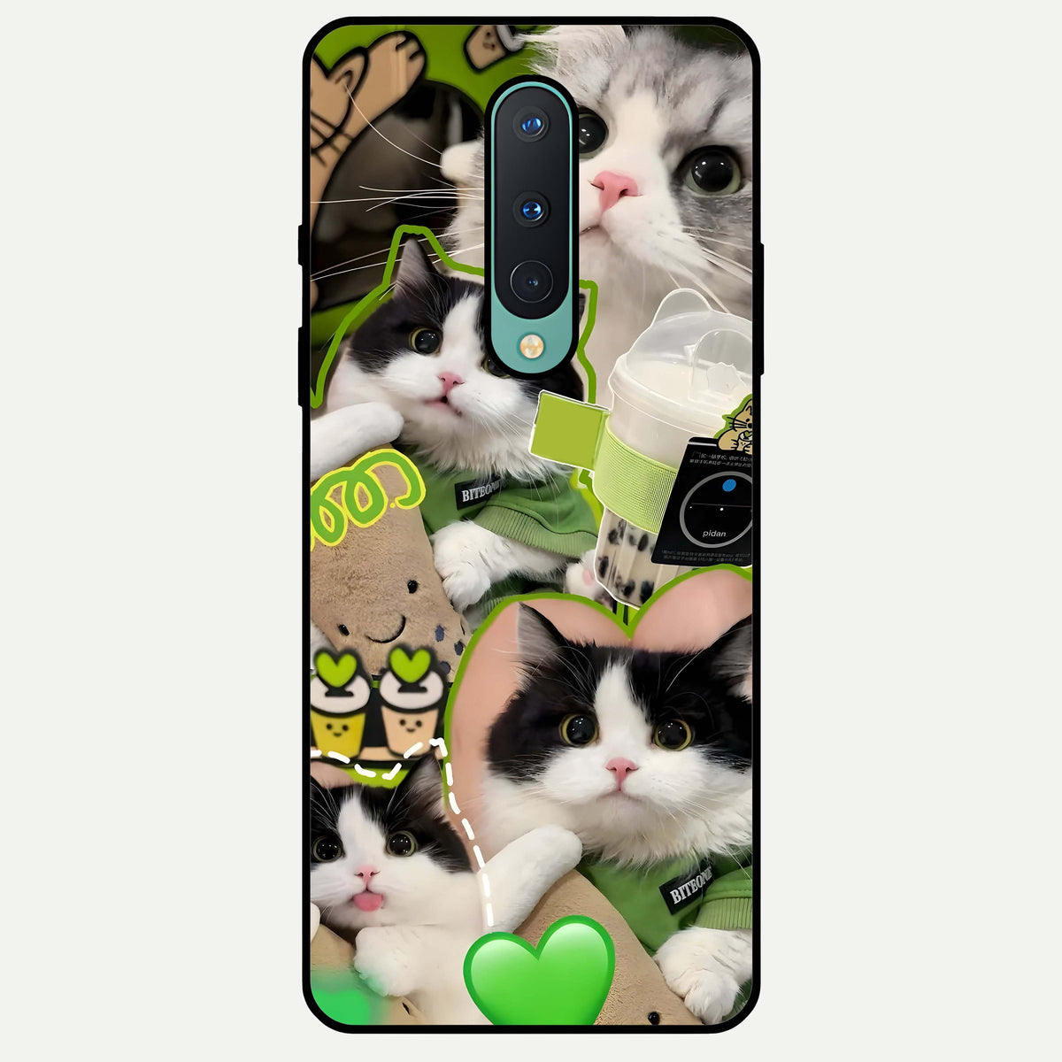  Matcha Cats Mood Glass Case For OnePlus 8 back cover – full design glossy printed glass finish