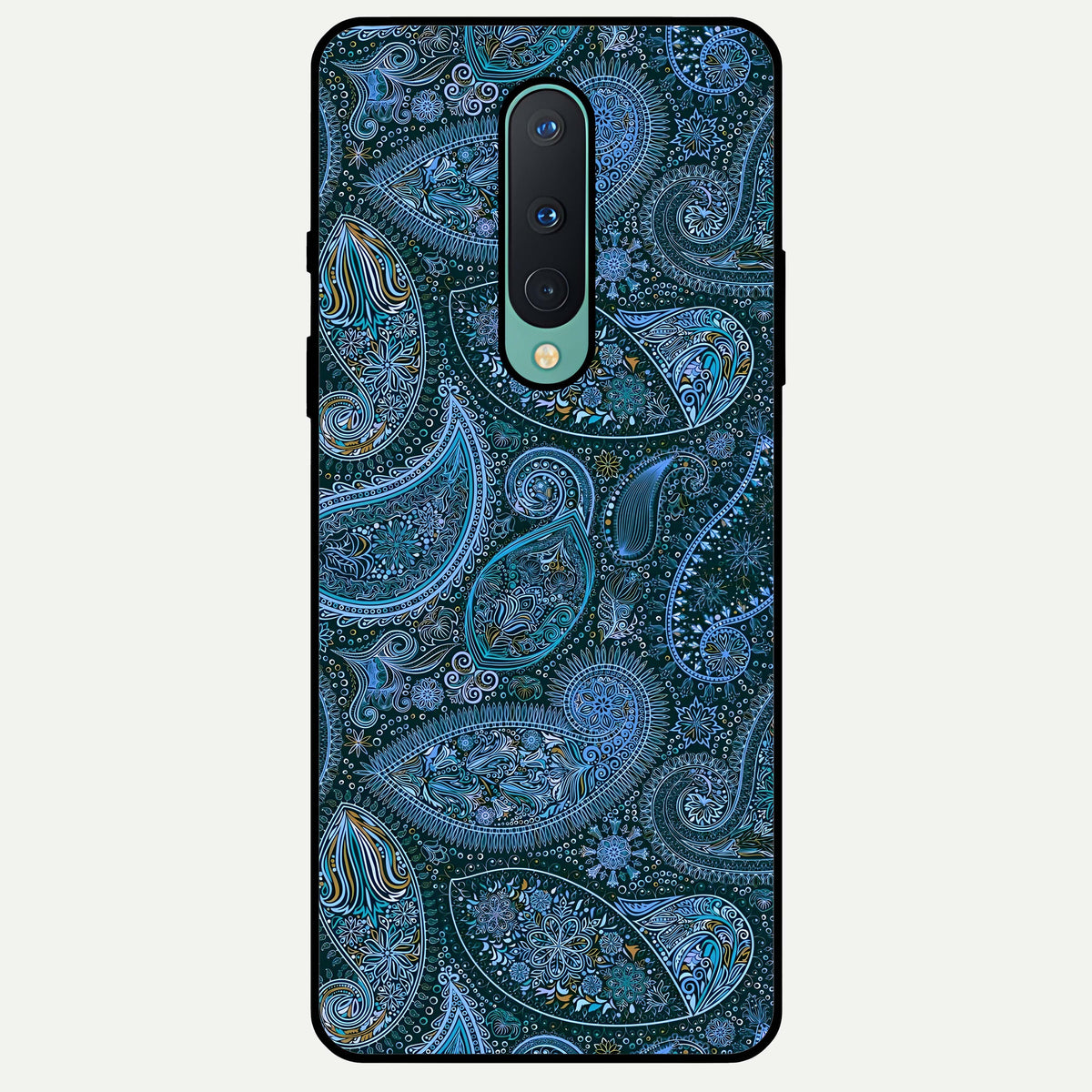  Midnight Paisley Glow Glass Case For OnePlus 8 back cover – full design glossy printed glass finish