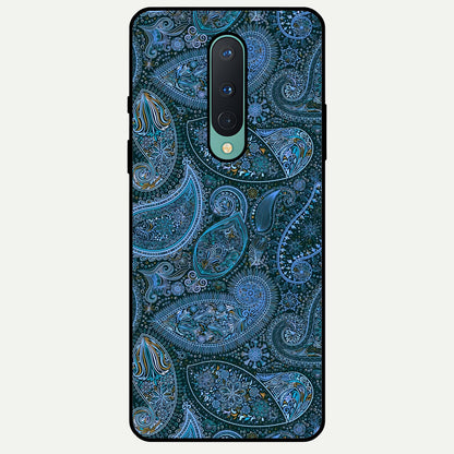  Midnight Paisley Glow Glass Case For OnePlus 8 back cover – full design glossy printed glass finish