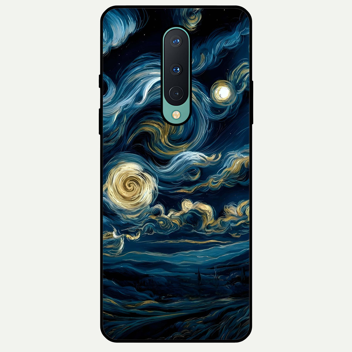  Midnight Sky Whirl Glass Case For OnePlus 8 back cover – full design glossy printed glass finish