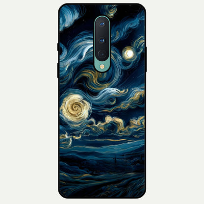  Midnight Sky Whirl Glass Case For OnePlus 8 back cover – full design glossy printed glass finish