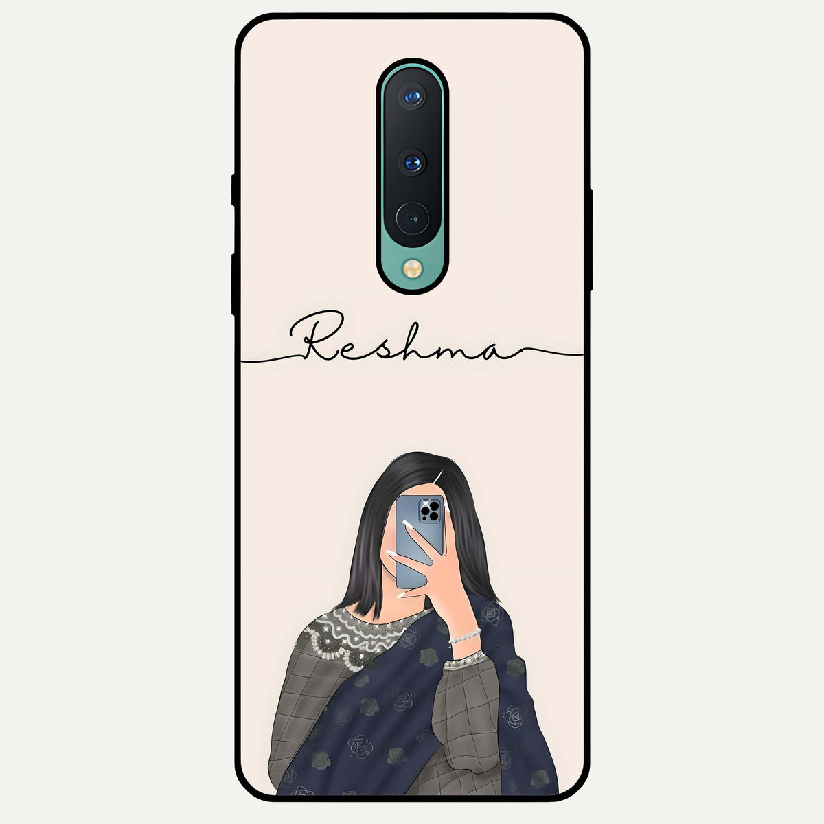 Mirror Mood Muse With Custom Name Glass Case For OnePlus 8 back cover – full design glossy printed glass finish