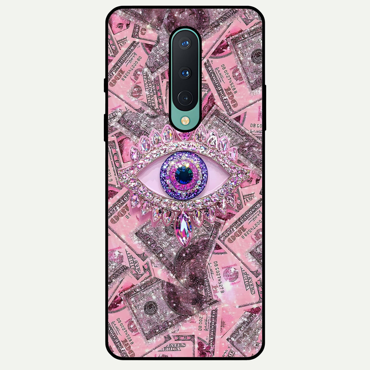  Money Eye Luxe Glass Case For OnePlus 8 back cover – full design glossy printed glass finish